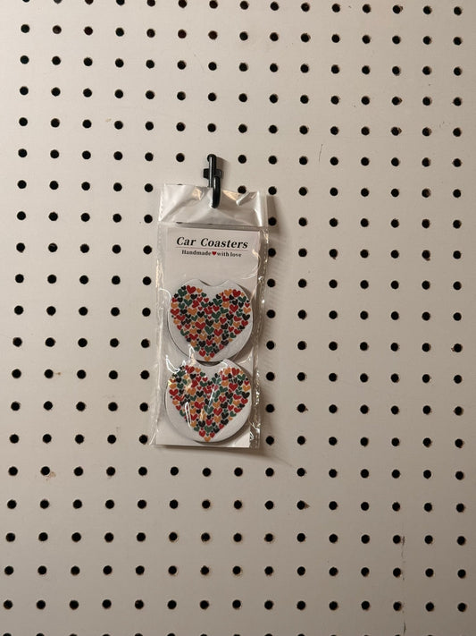 Hearts on Hearts Car Coasters