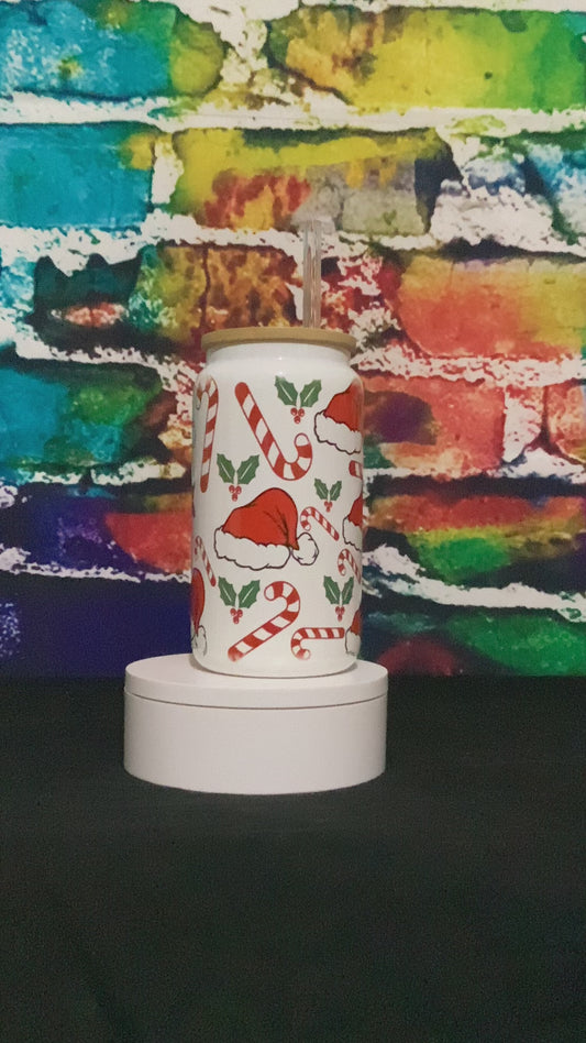 Santa Hat Glass Libby Cup