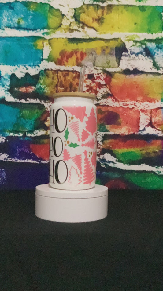 HoHoHo Pink Trees Glass Libby Cup